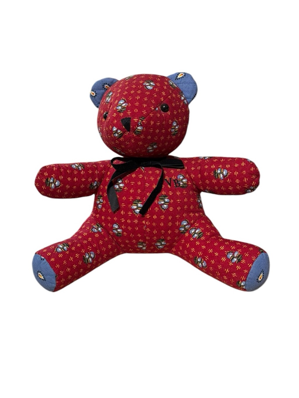 Vera Bradley Red Patterned Plush Bear‎ with Blue Accents